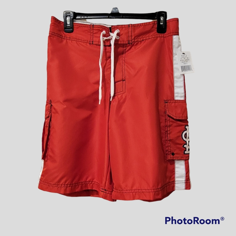 NWT STL Cardinals swim trunks, Men's size small.
